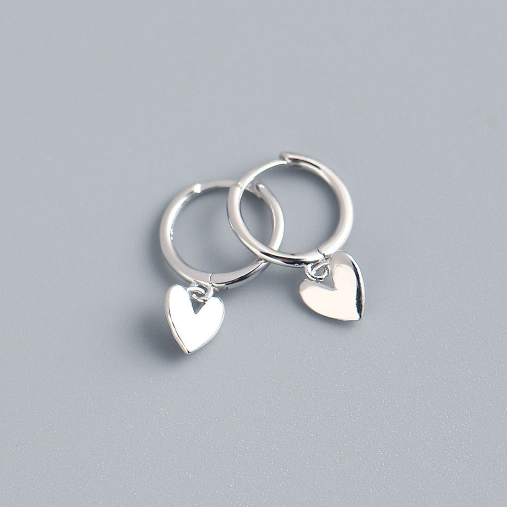 Little love heart earrings in silver