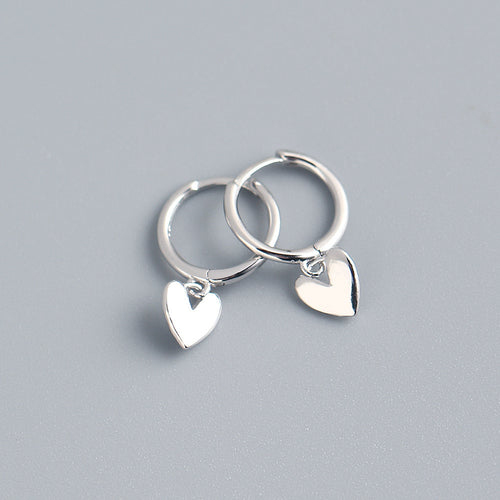 Little love heart earrings in silver