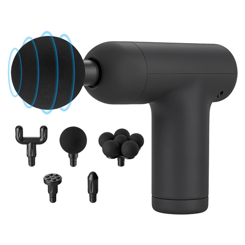 Mini massage gun with interchangeable massage heads