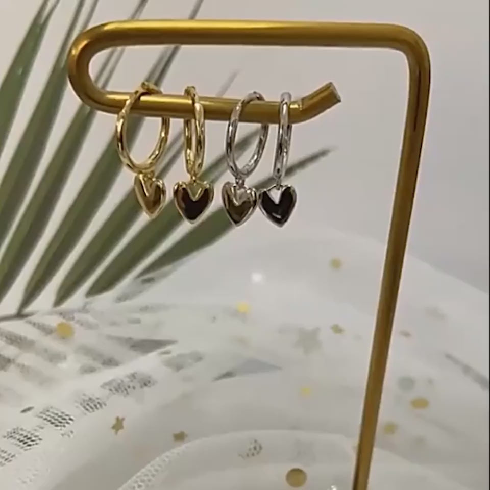 Little love heart earrings video – silver and gold options