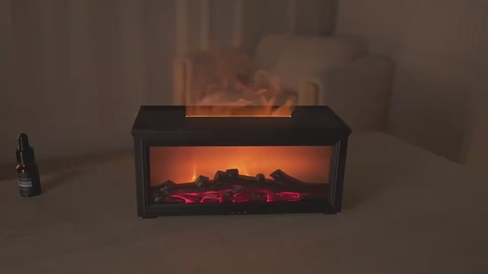 Flame aroma diffuser video – cozy glow in a living room