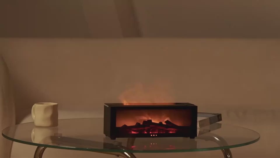 Flame aroma diffuser video – flickering flame effect with soft mist